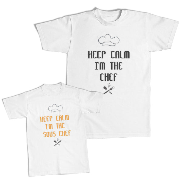 Daddy and Me Outfits Keep Calm I Am The Chef Cap Fork Spatula - Sous Cotton