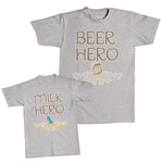 Daddy and Me Outfits Beer Hero Beer Glass - Milk Hero Milk Bottle Cotton