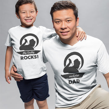 Daddy and Me Outfits Roar Son Lion Adorable Dinosaur - Rock Star Dad Cotton