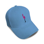 Kids Baseball Hat Tall Flamingo Pink Full Body Embroidery Toddler Cap Cotton - Cute Rascals