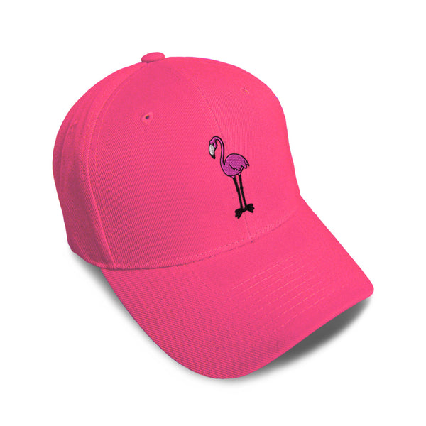 Kids Baseball Hat Flamingo Pink Body Style A Embroidery Toddler Cap Cotton - Cute Rascals