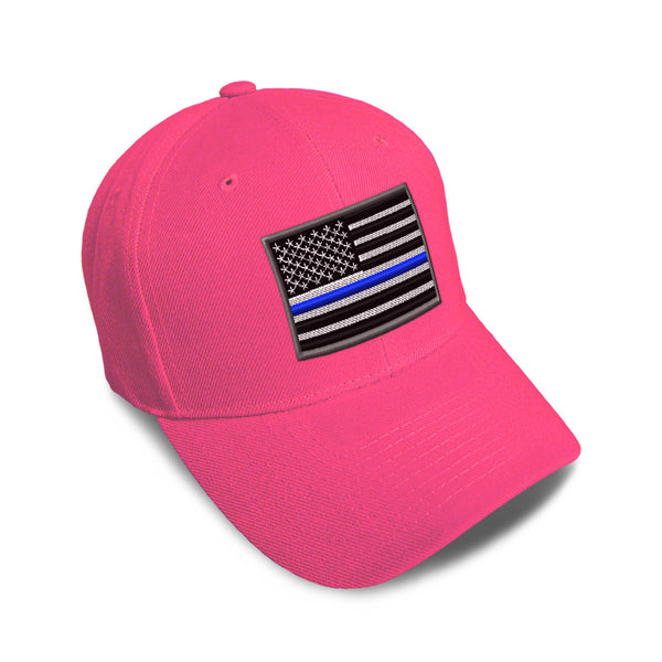 Kids Baseball Hat American Flag Thin Blue Line Embroidery Toddler Cap Cotton - Cute Rascals