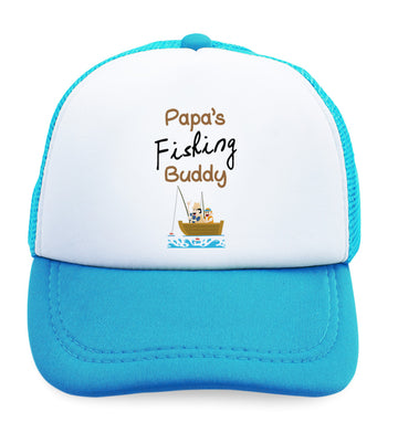 Kids Trucker Hats Papa's Fishing Buddy Dad Father's Day Boys Hats & Girls Hats