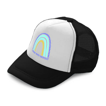 Kids Trucker Hats I Speak with Respect Rainbow Boys Hats & Girls Hats Cotton