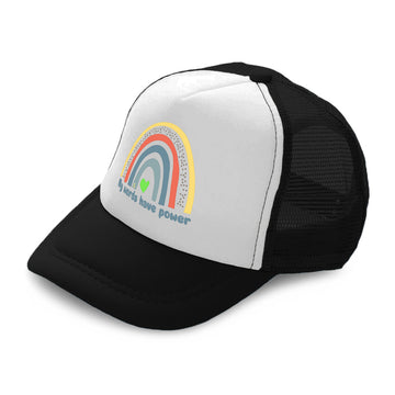 Kids Trucker Hats My Words Have Power Rainbow Boys Hats & Girls Hats Cotton