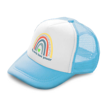 Kids Trucker Hats My Words Have Power Rainbow Boys Hats & Girls Hats Cotton