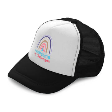 Kids Trucker Hats I Overcome My Challenges Rainbow Boys Hats & Girls Hats Cotton