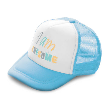 Kids Trucker Hats I Am Awesome Boys Hats & Girls Hats Baseball Cap Cotton