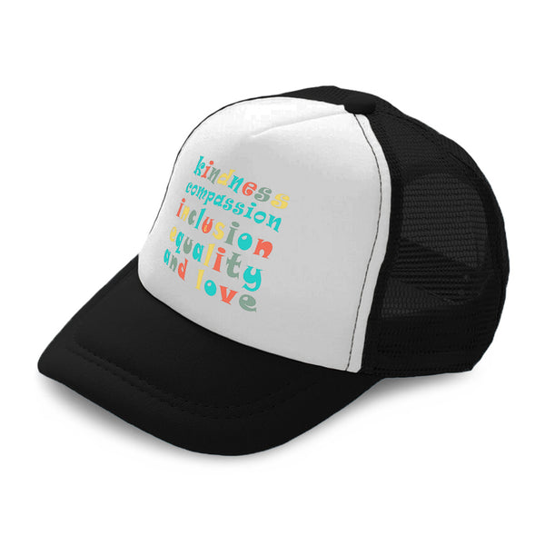 Kids Trucker Hats Kindness Compassion Inclusion Equality Love Cotton - Cute Rascals