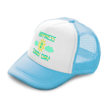 Kids Trucker Hats Happiness Is A Sunny Day Clouds Boys Hats & Girls Hats Cotton