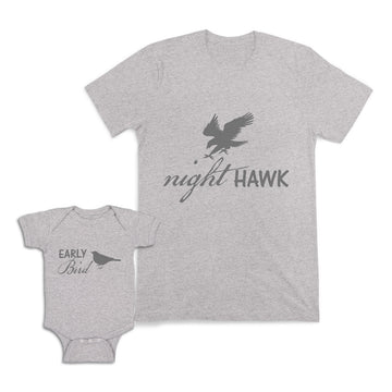 Mom and Baby Matching Outfits Night Hawk Eagle Early Bird Crow Cotton