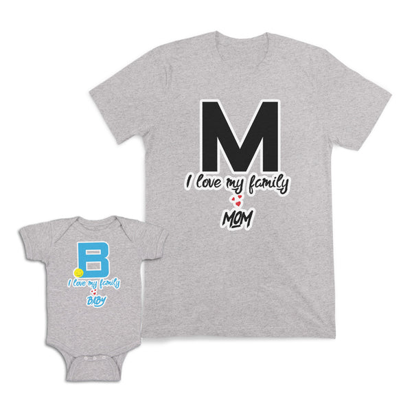 Mom and Baby Matching Outfits I Love My Family Baby Heart Smile Letter B Cotton