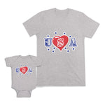 Mom and Baby Matching Outfits Usa Star Heart Love Cotton