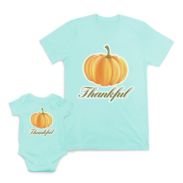 Mom and Baby Matching Outfits Pumpkin Thankful Halloween Thanksgiving Cotton