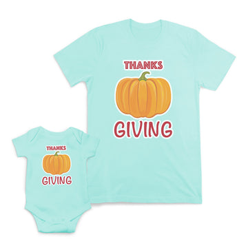 Mom and Baby Matching Outfits Pumpkin Thanksgiving Halloween Cotton