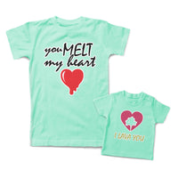 Mommy and Me Outfits I Love You Heart You Melt My Heart Dripping Heart Cotton