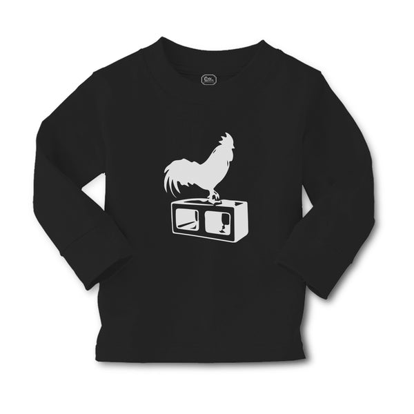 Baby Clothes Black Silhouette of A Rooster Standing on 1 Leg Boy & Girl Clothes - Cute Rascals