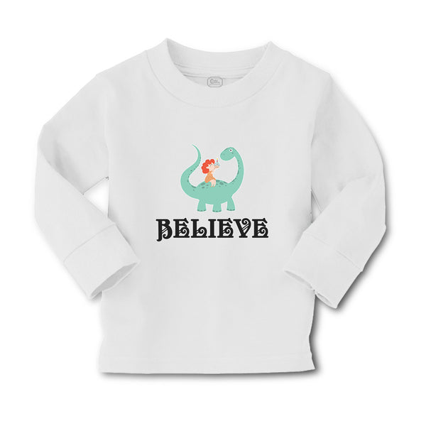 Baby Clothes Believe A Girl Sitting on An Cute Baby Brontosaurus Dinosaur Cotton - Cute Rascals