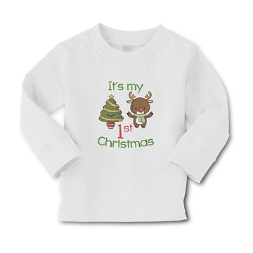 Baby Clothes It's My 1St Christmas with Tree Decorated and Toy Deer Cotton