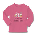 Baby Clothes Happy Easter! 3 Rabbit with Easter Colourful Eggs Cotton