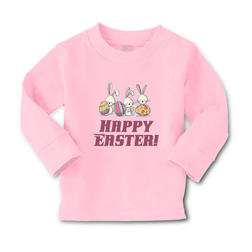 Baby Clothes Happy Easter! 3 Rabbit with Easter Colourful Eggs Cotton