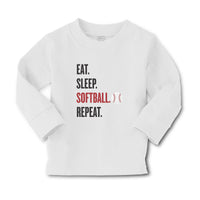 Baby Clothes Eat. Sleep. Softball. Repeat. Sports Ball Boy & Girl Clothes Cotton - Cute Rascals