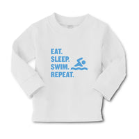 Baby Clothes Eat. Sleep. Swin. Repeat. Sports Swimmer Swimming Water Cotton - Cute Rascals