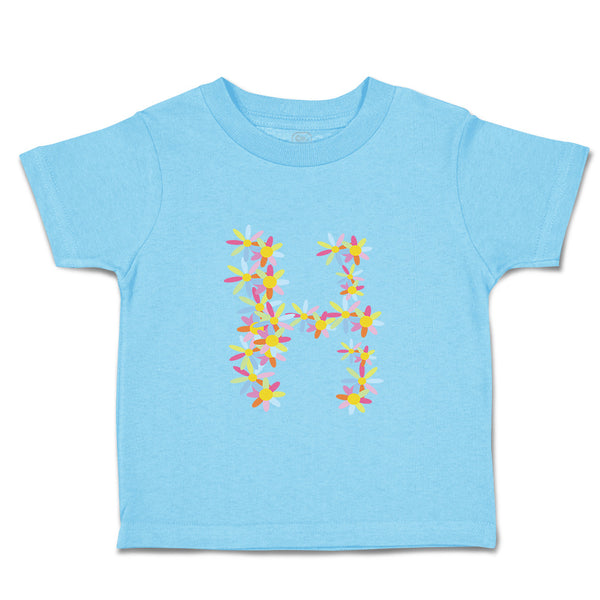 Toddler Clothes Flowers H Letter Initial Monogram Toddler Shirt Cotton