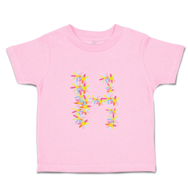 Toddler Clothes Flowers H Letter Initial Monogram Toddler Shirt Cotton