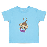 Toddler Clothes Monkey Hangs Reads Book Girl Safari Toddler Shirt Cotton
