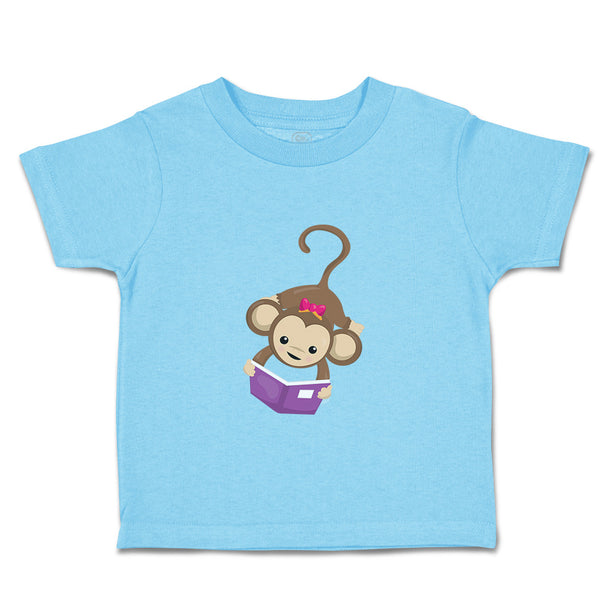 Toddler Clothes Monkey Hangs Reads Book Girl Safari Toddler Shirt Cotton