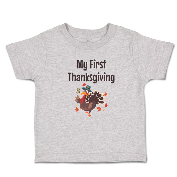 Toddler Clothes Thanksgiving Day Turkey Bird in Pilgrim Hat Holds Leaves Cotton