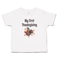 Toddler Clothes Thanksgiving Day Turkey Bird in Pilgrim Hat Holds Leaves Cotton