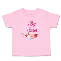 Toddler Girl Clothes Big Sister with Wreath of Flowers Toddler Shirt Cotton
