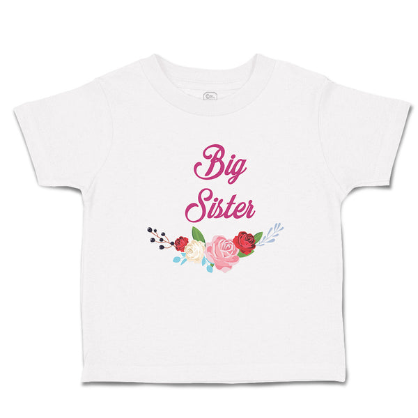 Toddler Girl Clothes Big Sister with Wreath of Flowers Toddler Shirt Cotton