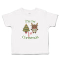 Toddler Clothes It's My 1St Christmas with Tree Decorated and Toy Deer Cotton