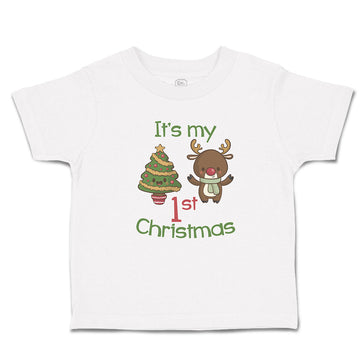 Toddler Clothes It's My 1St Christmas with Tree Decorated and Toy Deer Cotton