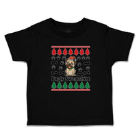 Toddler Clothes Pugly Sweatshirt Dog with Christmas Hat and Bones and Paw Cotton