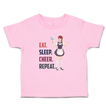 Toddler Girl Clothes Eat. Sleep. Cheer. Repeat. Girl Cheering Victory Cotton