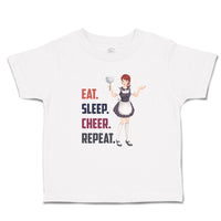 Toddler Girl Clothes Eat. Sleep. Cheer. Repeat. Girl Cheering Victory Cotton