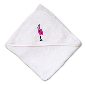 Baby Hooded Towel Tall Flamingo Pink Full Body Embroidery Kids Bath Robe Cotton