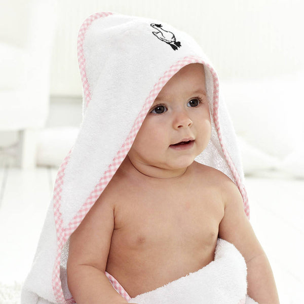 Baby Hooded Towel Duck Black Outline Embroidery Kids Bath Robe Cotton - Cute Rascals