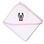 Baby Hooded Towel Smart Dog Face Red Bow Tie Embroidery Kids Bath Robe Cotton - Cute Rascals