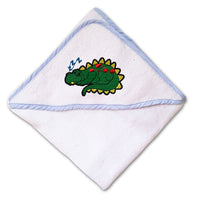 Baby Hooded Towel Snoozing Dino Embroidery Kids Bath Robe Cotton - Cute Rascals