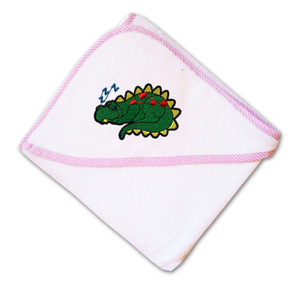 Baby Hooded Towel Snoozing Dino Embroidery Kids Bath Robe Cotton - Cute Rascals