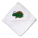 Baby Hooded Towel Snoozing Dino Embroidery Kids Bath Robe Cotton - Cute Rascals