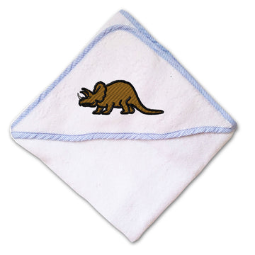 Baby Hooded Towel Triceratops Dinosaur B Embroidery Kids Bath Robe Cotton