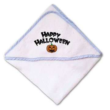 Baby Hooded Towel Happy Halloween Pumpkin Embroidery Kids Bath Robe Cotton