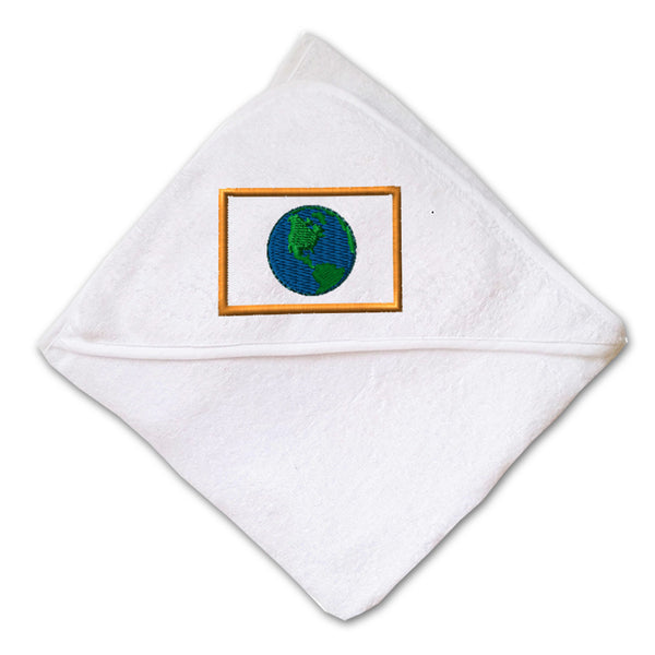 Baby Hooded Towel Earth Flag A Embroidery Kids Bath Robe Cotton - Cute Rascals