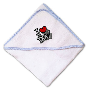 Baby Hooded Towel I Love Dad Shadows Embroidery Kids Bath Robe Cotton